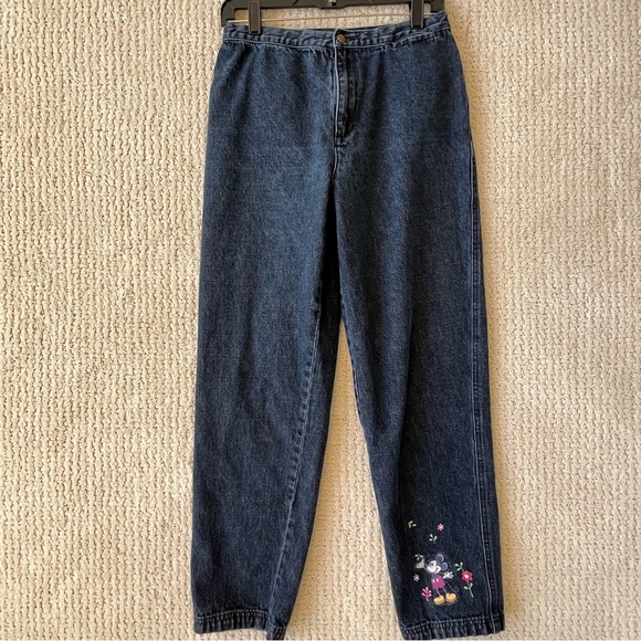 DISNEY Vintage Mickey Mouse Embroidered Blue Jeans Denim High Rise M - Picture 7 of 14